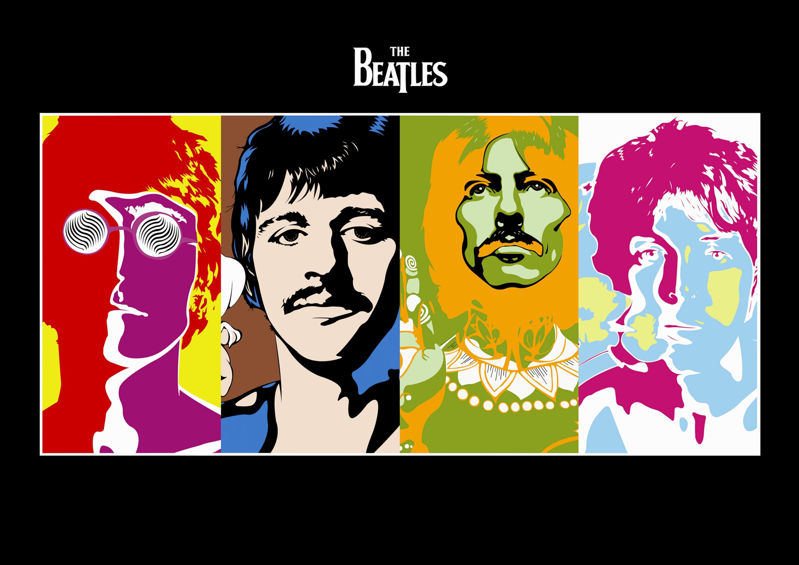 Iconic The Beatles Psychedelic A5 Framed Art Print Wall Art